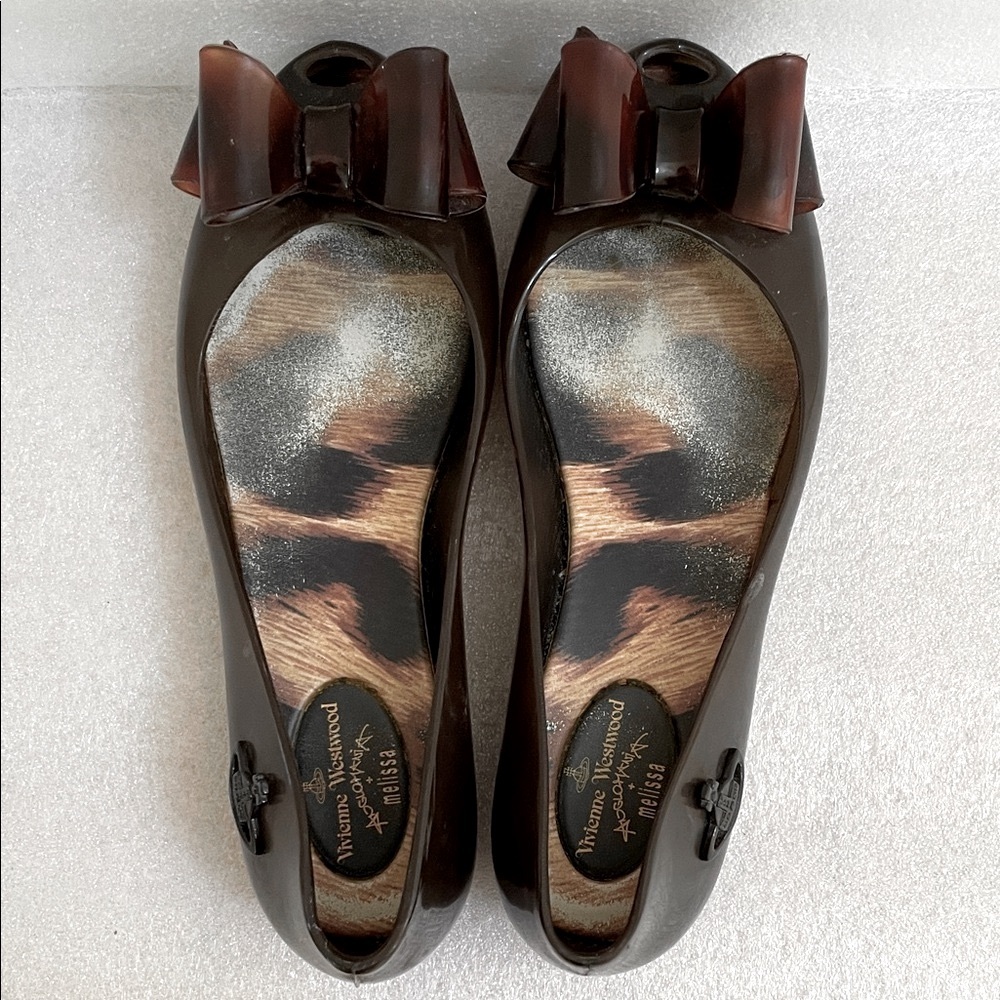 Vivienne Westwood X melissa ANGLOMANIA BROWN LEOPARD JELLY SHOES US 6/ 37EU
